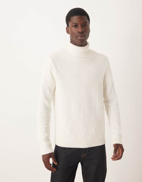 Selected – Gestrickter Rollkragenpullover aus 100% Baumwolle in Cremeweiß - view 1