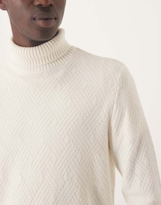 Selected – Gestrickter Rollkragenpullover aus 100% Baumwolle in Cremeweiß, 5 von 5