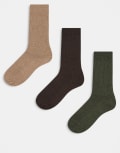 [Selected] Selected gift box with 3 pack of socks in multi One Size Multi