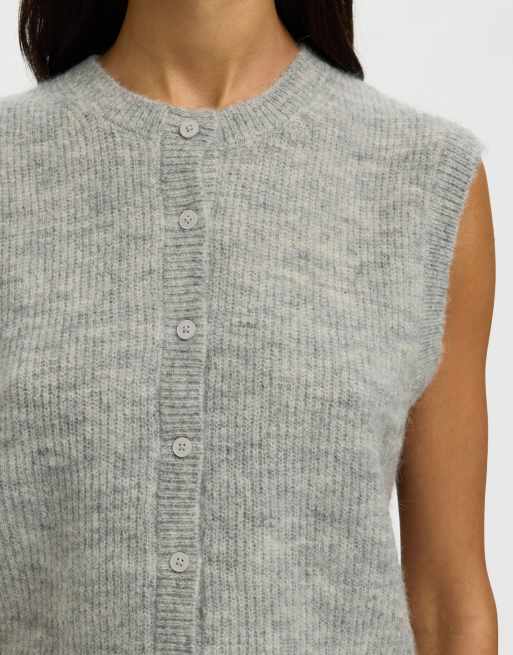Selected gilet lavorato a maglia grigio chiaro mélange, 4 di 6