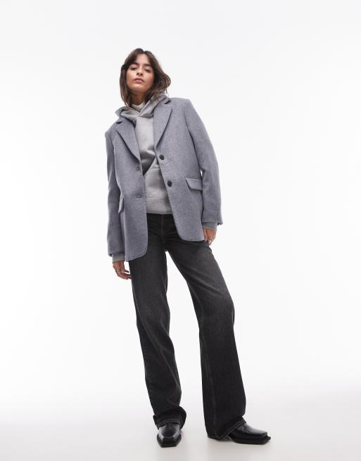 Selected - Grå blazer i uldblanding, 3 af 4
