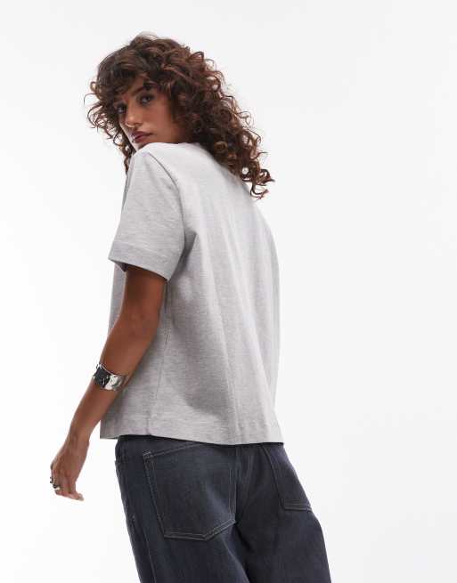 Selected - Gråmeleret oversized T-shirt , 4 af 4