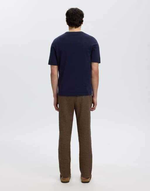 Selected – Granatowy dzianinowy top o kroju marynarki, 4 z 5