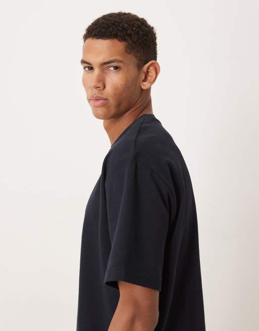 Selected – Granatowy gruby T-shirt oversize, 4 z 5