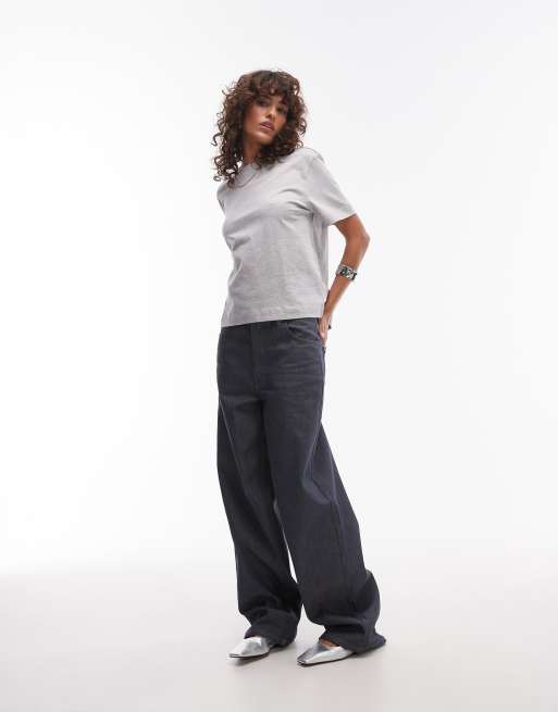 Selected – Grau meliertes Oversize-T-Shirt , 2 von 4