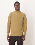 [Selected] Selected half zip knitted jumper in beige-Green XS Green