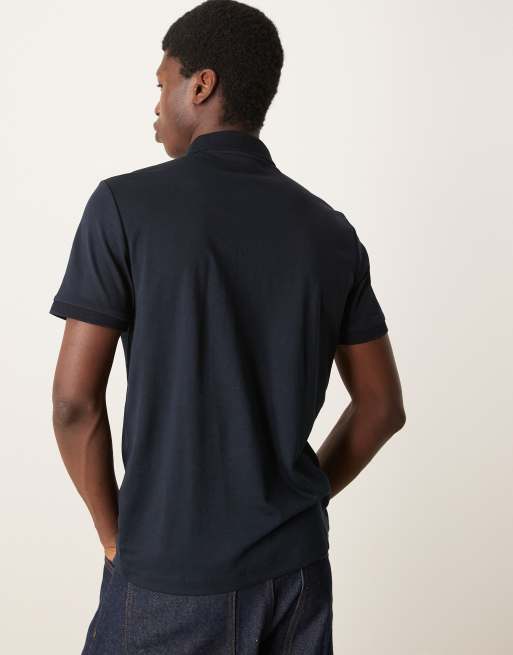 Selected half zip polo in navy  , 2 of 4