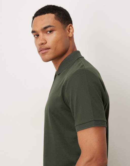 Selected half zip polo shirt in green , 4 of 5