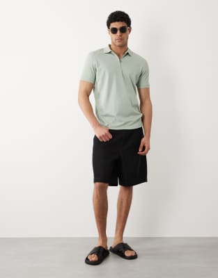 Selected Half Zip Polo Shirt In Multi