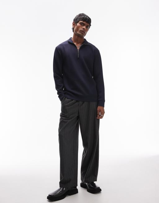 Selected half zip sweatshirt in navy , 4 of 4