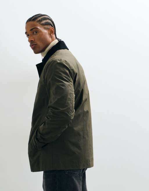 Selected Halley Stevensons wax barn jacket in dark green, 3 of 5