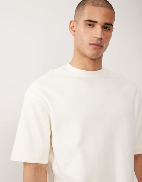 Selected heavyweight 300gsm oversized t-shirt in off white - view 1