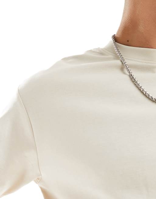 Selected heavyweight oversized t-shirt in beige, 3 of 4