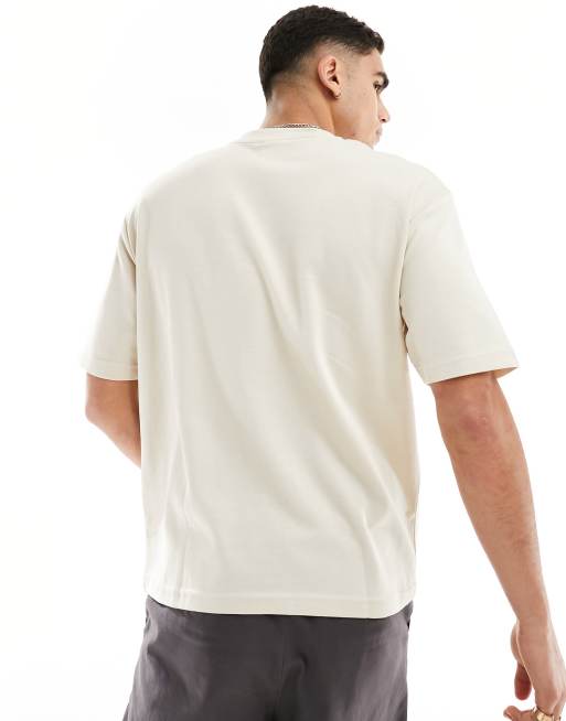 Selected heavyweight oversized t-shirt in beige, 4 of 4