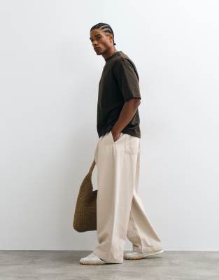 Selected Heavyweight Oversized T-shirt In Brown