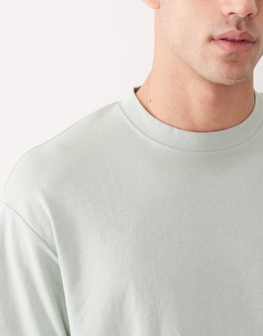 Selected heavyweight oversized t-shirt in green, 2 of 5