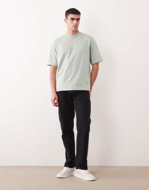 Selected heavyweight oversized t-shirt in green, 3 of 5