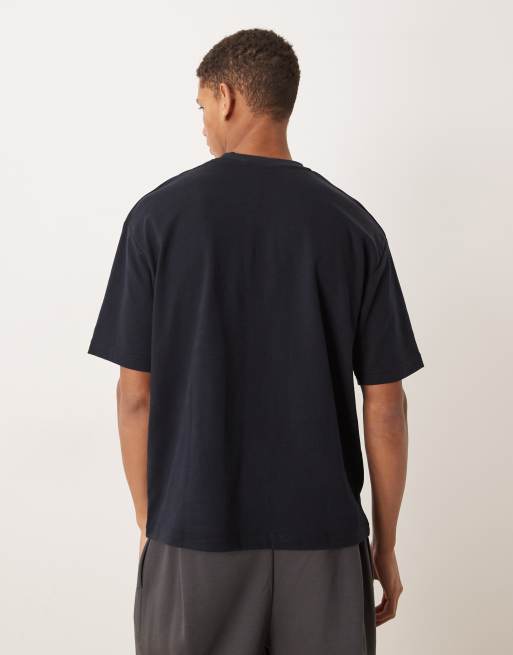Selected heavyweight oversized T-shirt in navy, 3 of 5