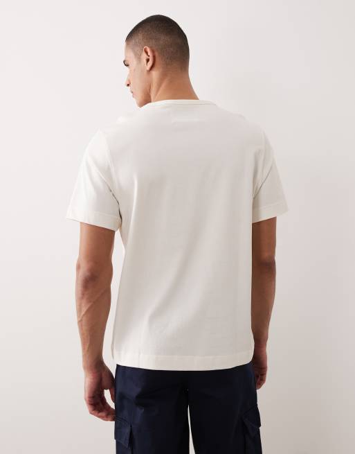 Selected heavyweight T-shirt with front graphic in cream, 3 of 5