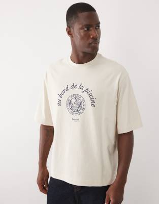 Selected Heavyweight T-shirt With Front Print In Multi