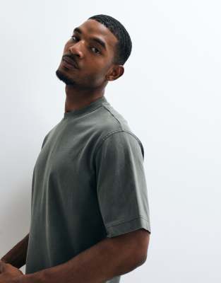 Selected Heavyweight Washed T-shirt In Brown