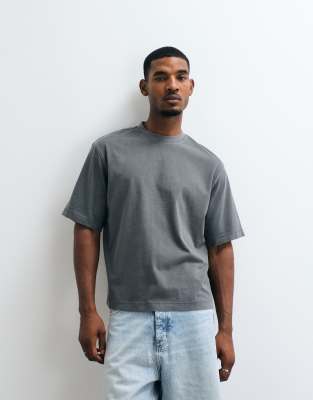 Selected Heavyweight Washed T-shirt In Blue
