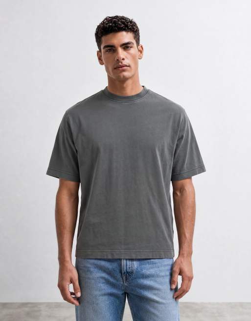 Selected heavyweight washed t-shirt in khaki, 6 of 7