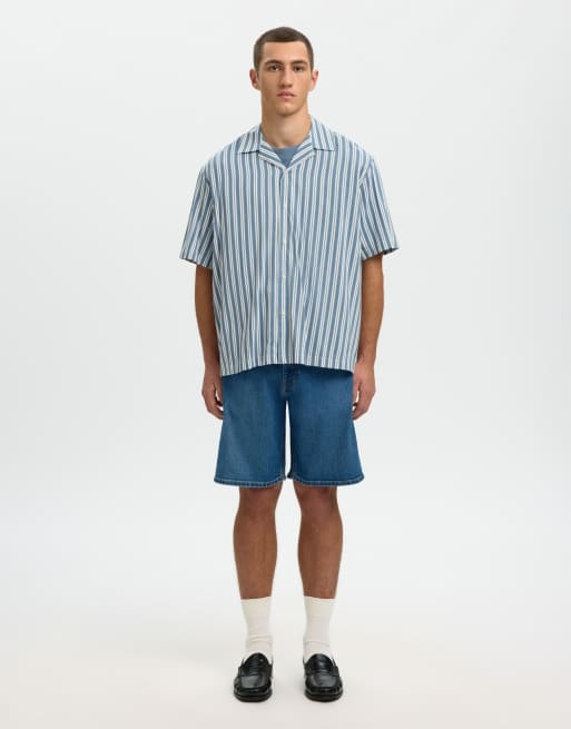 Selected Hemd mit kurzen Ärmeln in Blue Mirage, 3 von 6