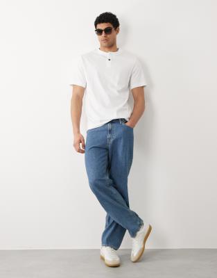 Selected henley neck t-shirt in white bright white 10390₽