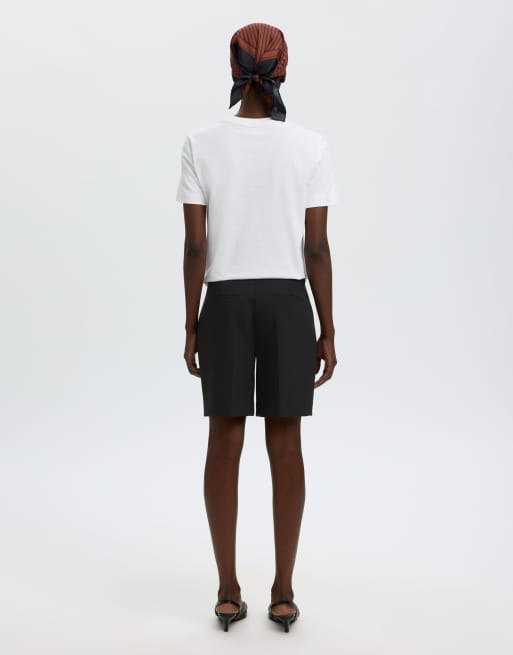 Selected High waisted shorts in black, 4 of 6