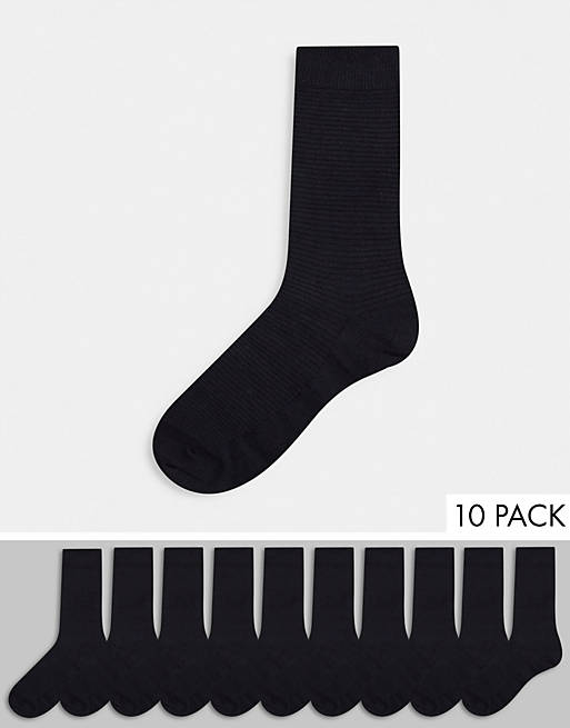  Socks/Selected Homme 10 pack ankle socks in black 