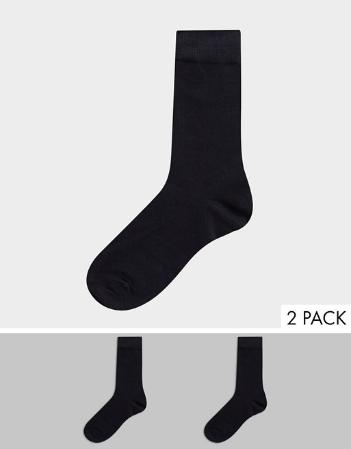 Selected Homme 2 pack socks in black