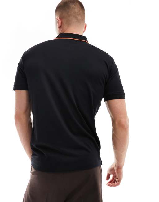 Selected Homme 3 4 zip polo in black