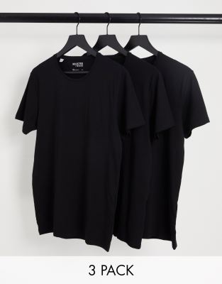 Selected Homme 3 Pack Crew Neck T-shirt In Black