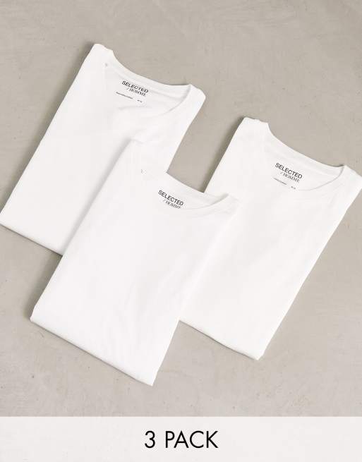 Selected Homme 3-pack T-shirts in white | ASOS