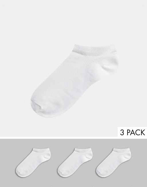 Selected Homme 3 pack trainer socks in white