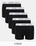 [Selected Homme] Selected Homme 5 pack trunks in black with waistband S Black