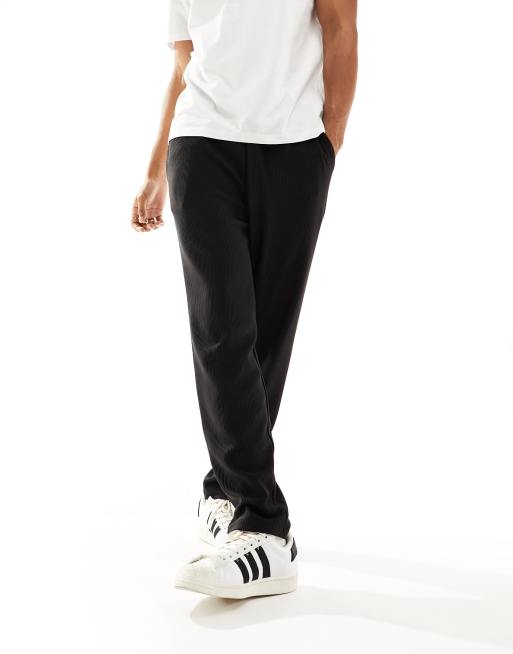 Selected Homme - Afslappede tapered habitbukser med plisseringer i sort