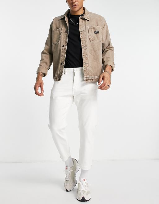 Selected Homme - Aldo - Cropped jeans i hvid i afslappet pasform , 3 af 4