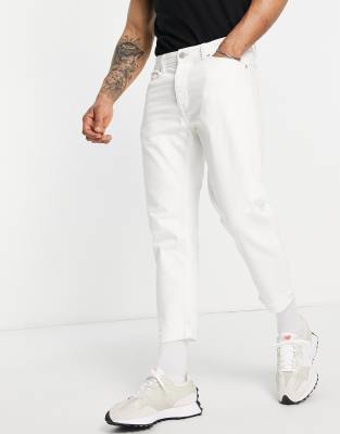 Mens white cropped hot sale jeans