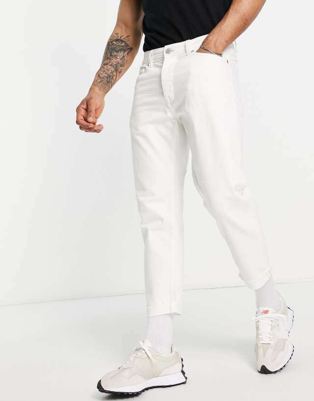 Selected Homme Aldo jeans in relaxed crop in white