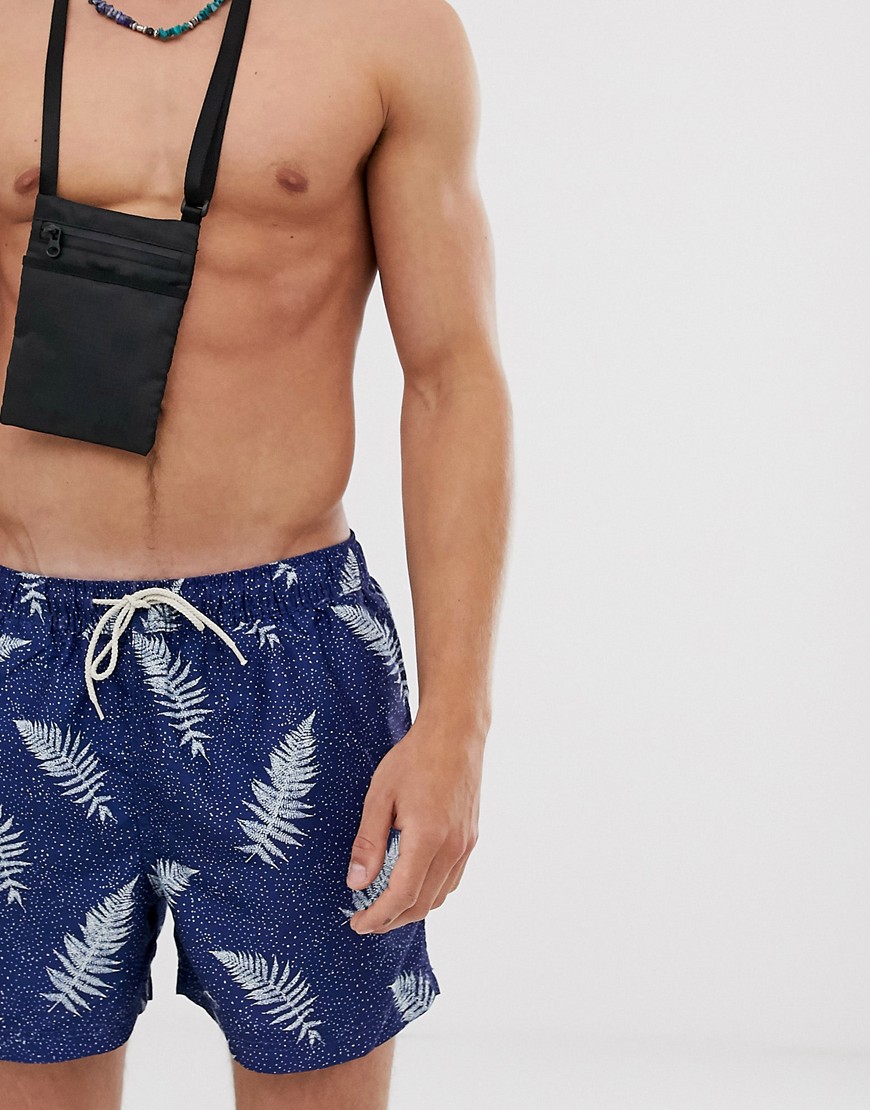 Selected Homme all over print swim shorts-Navy