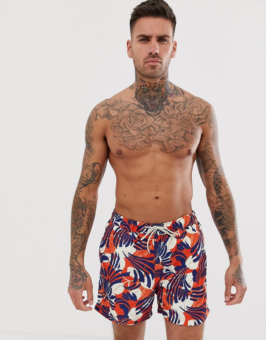 Selected Homme all over print swim shorts-Orange