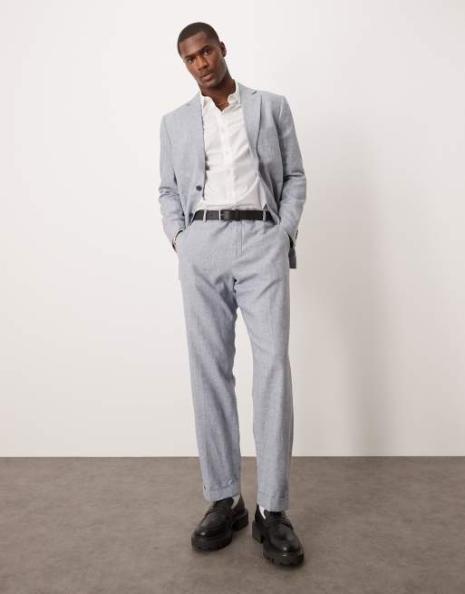Selected Homme – Anzughose aus Leinenmix in Blau 