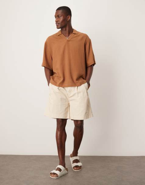 Selected Homme – Beige chinosshorts med veck - view 1