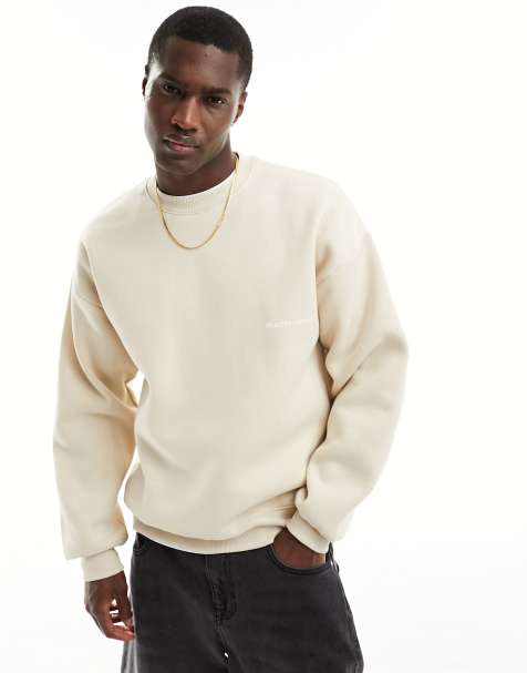 Selected Homme - Beige oversized firkantet sweatshirt med rund hals - view 1