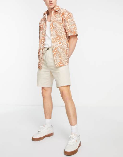 Selected Homme - Beige shorts i hørblanding  , 3 af 4