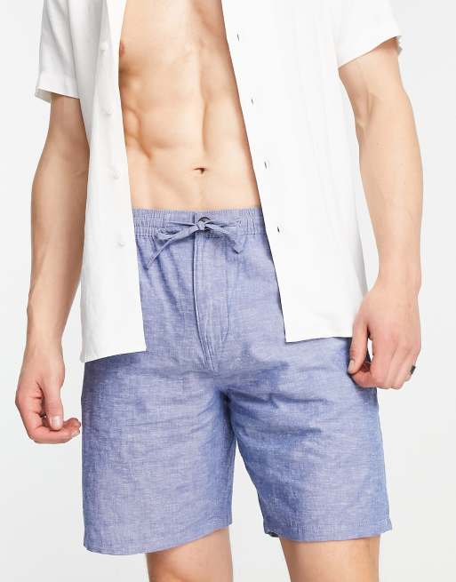 Selected Homme – Blå shorts i linnemix 