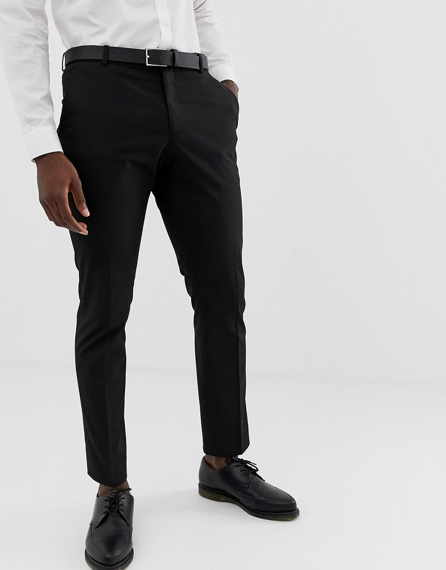 Selected Homme – Black kostymbyxor med smal passform och stretch-Svart