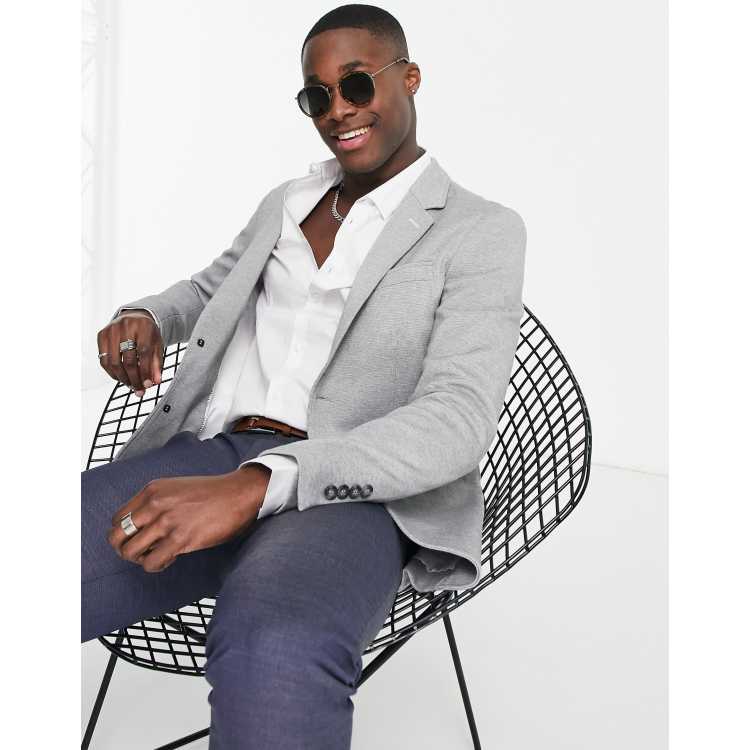 Selected Homme Blazer ajuste Gris clair ASOS